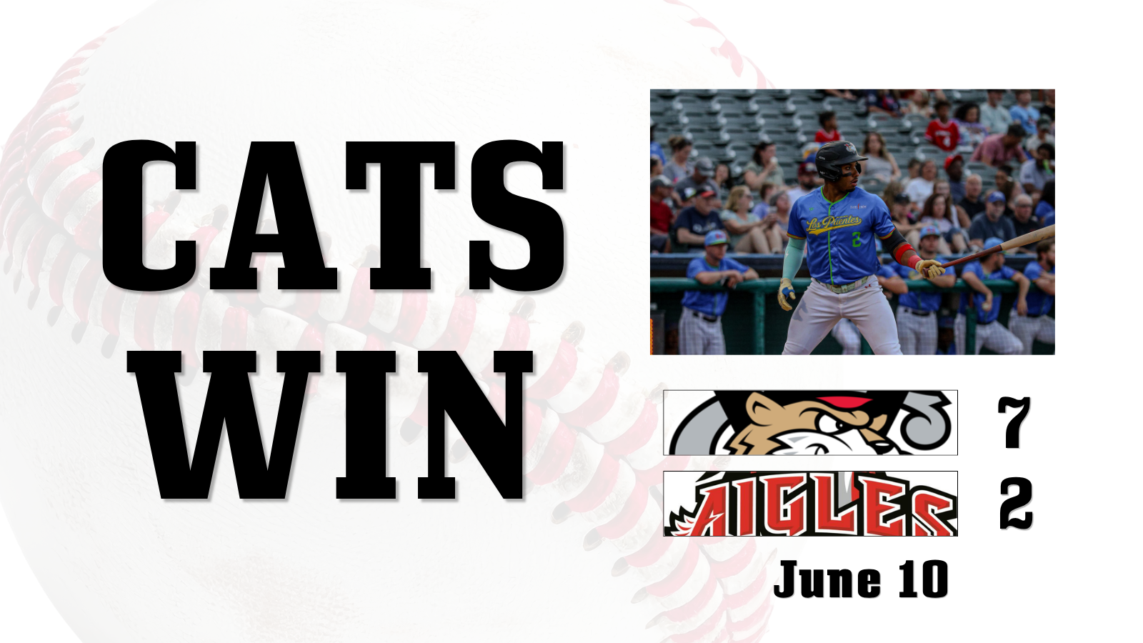 Cats win on June 10, 7-2