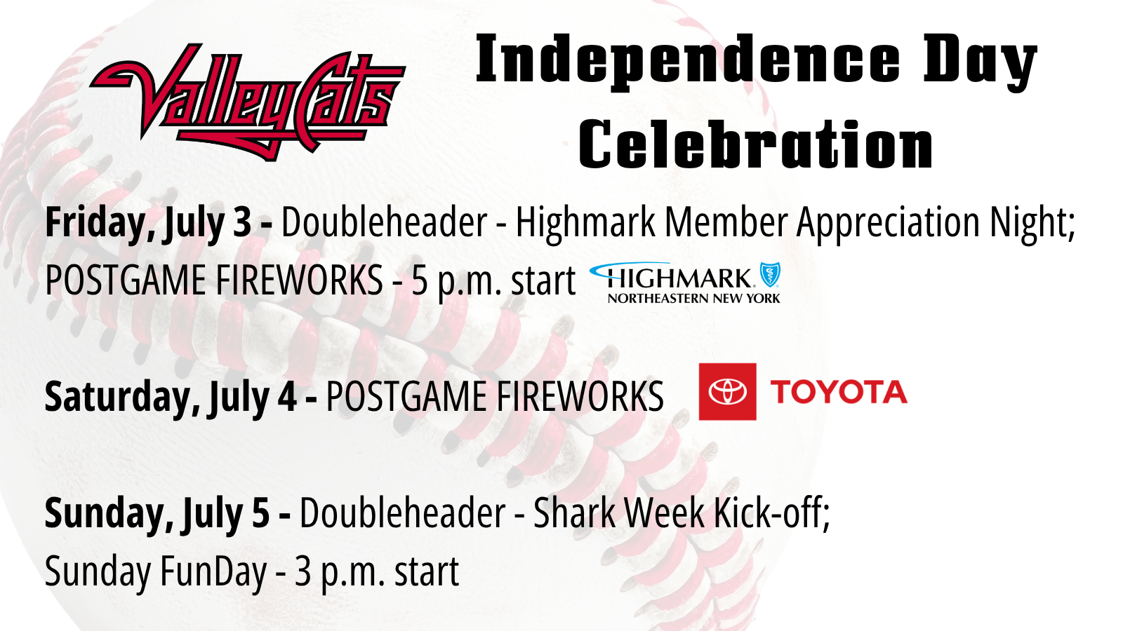 ValleyCats Independence Day Celebration 2026