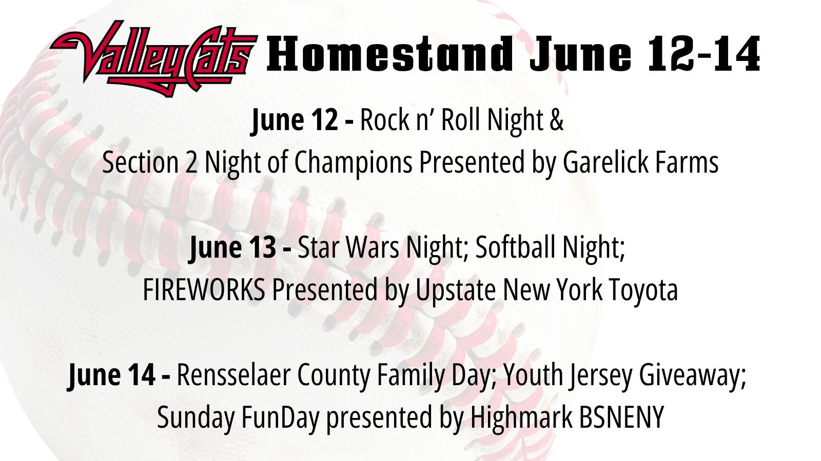 June 12-14 Homestand 16x9 graphic