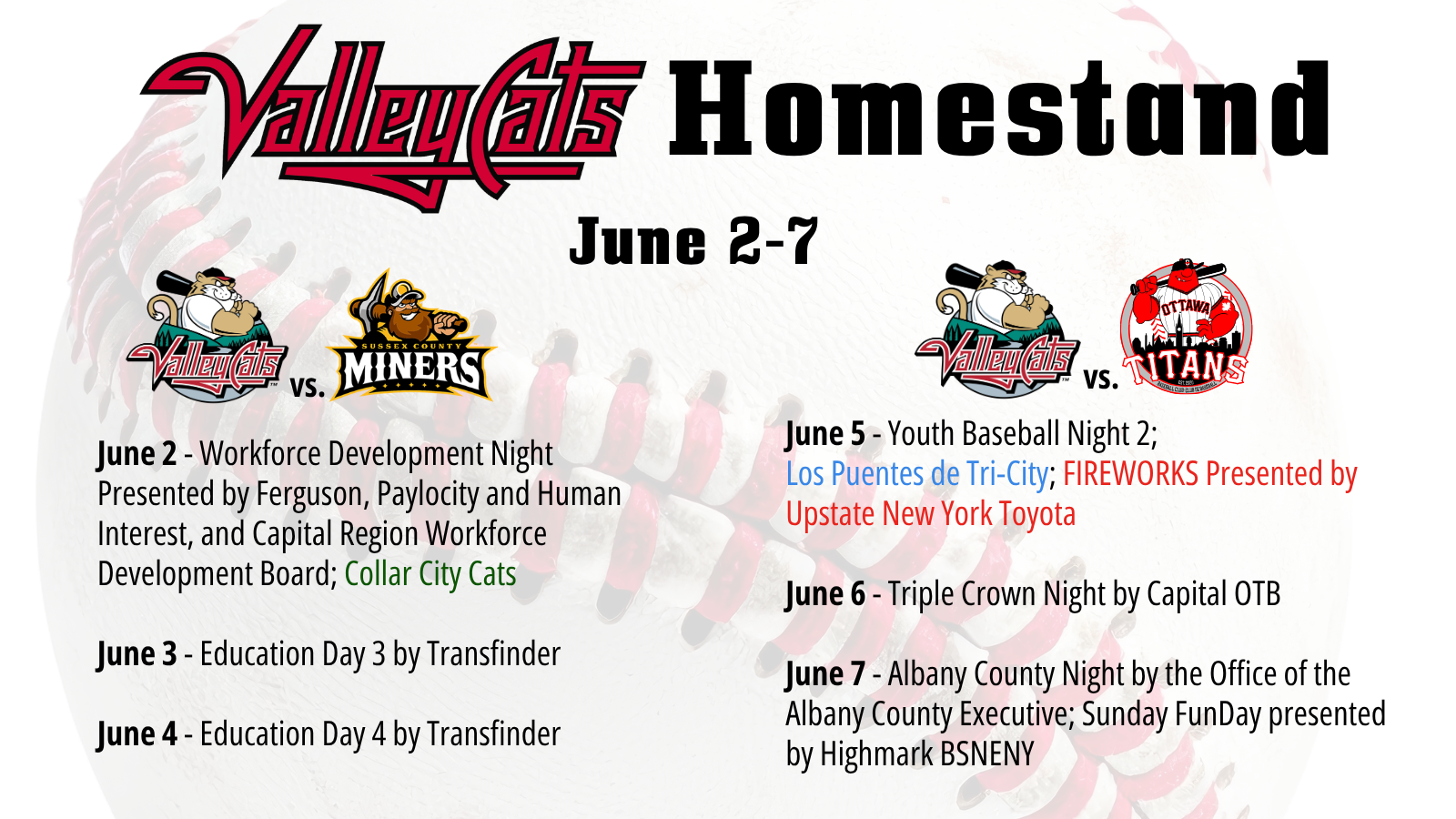June 2-7 2026 Homestand 16x9