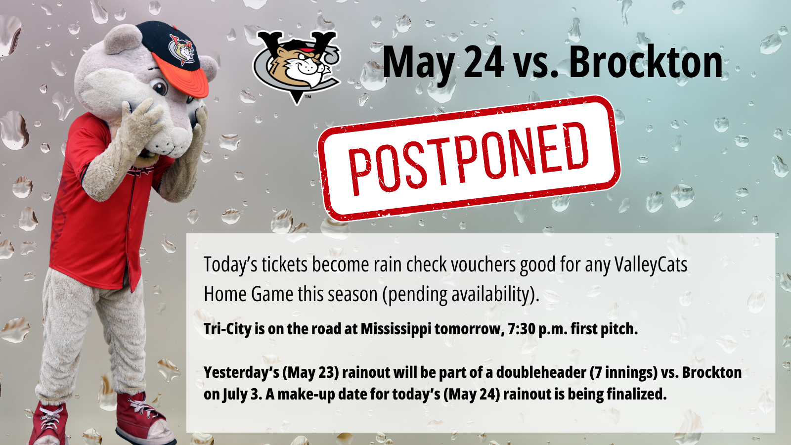 May 24 2026 Game Rainout Graphic